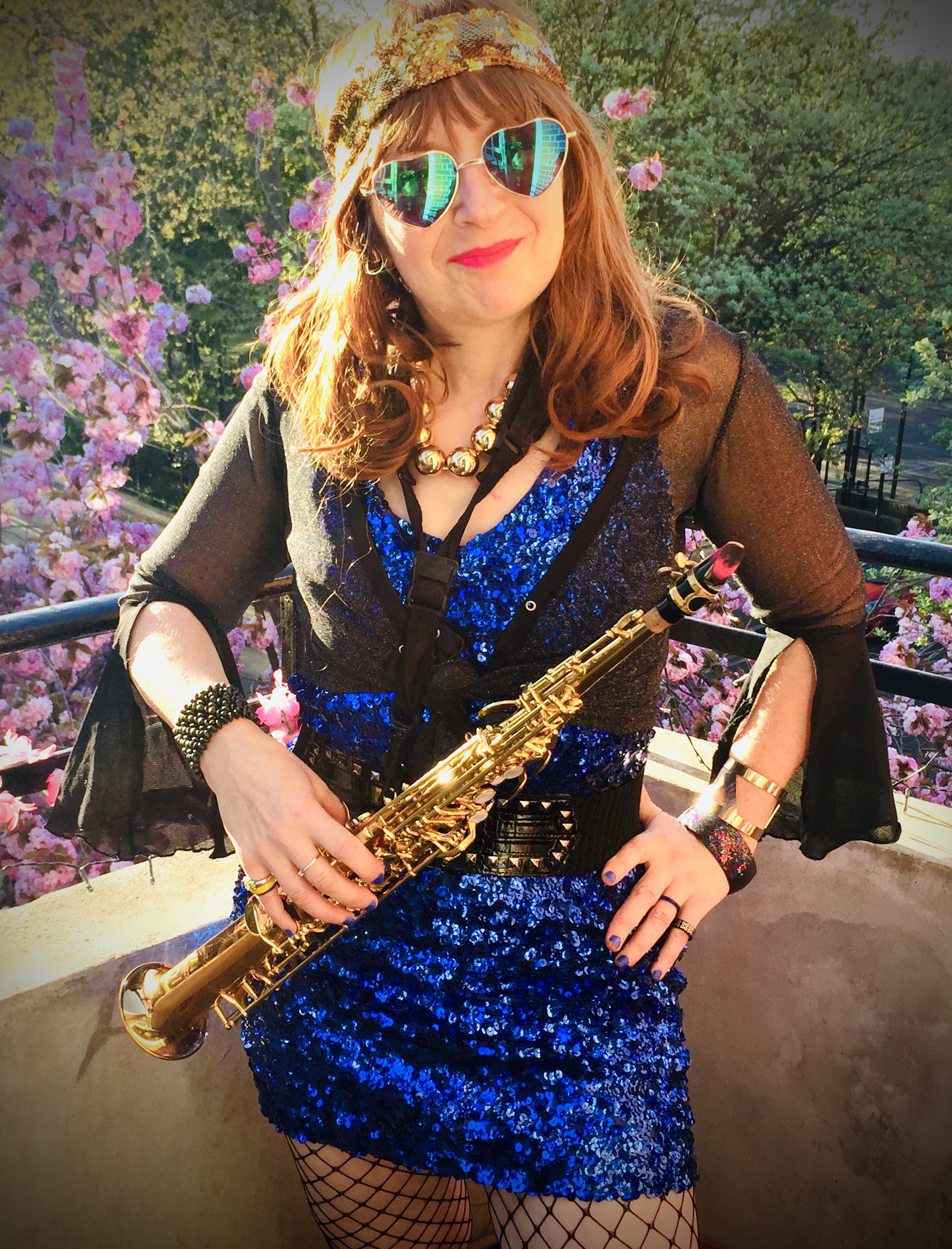 Sarah Tobias - Soprano Saxophone In Blossom. Photo by Winston Reedy, April 2021